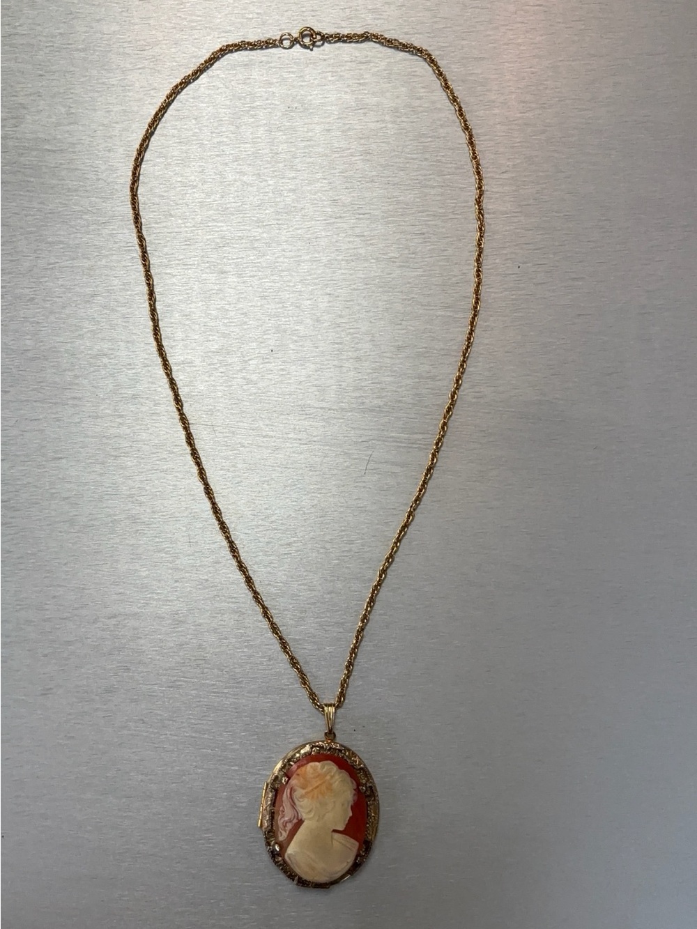 Vintage cameo locket necklace